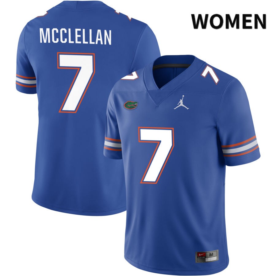 NCAA Florida Gators Chris McClellan Women's #7 Jordan Brand Royal 2022 NIL Stitched Authentic College Football Jersey GKJ2664WX